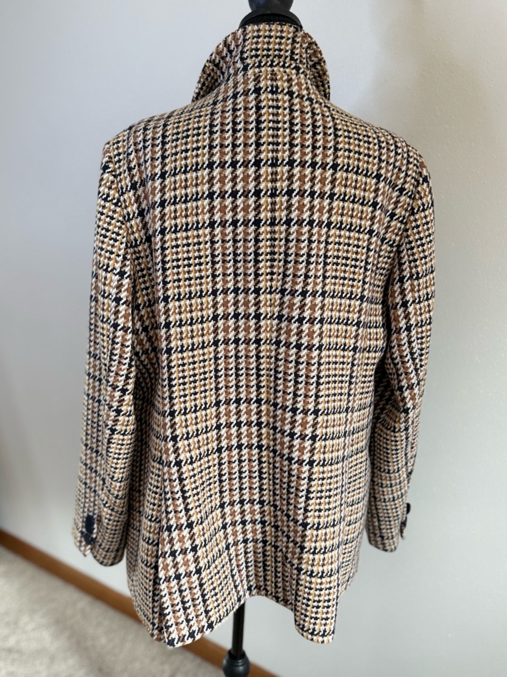 Charlie B Plaid Blazer XL NWT Houndstooth Jacket Brown Navy Oversized - Picture 4 of 12
